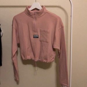 light pink adidas cropped quarter zip